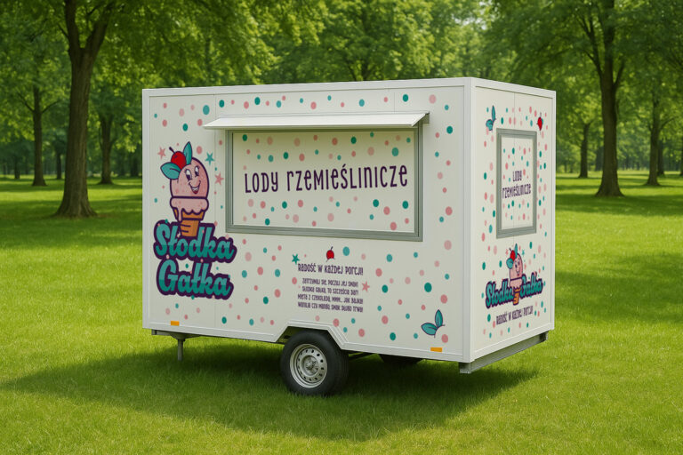 projekt oklejenia budki na lody słodka gałka