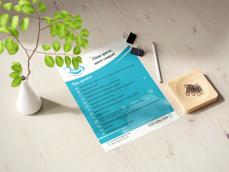 projekt ulotki dla osoby sprzatajacej